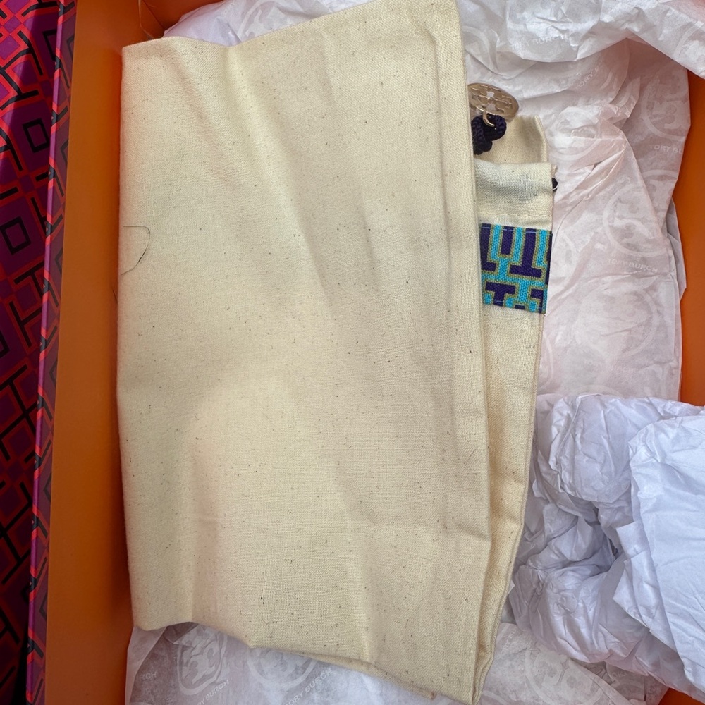Tory Burch Tan and Gold Ines Wedge Slides - Picture 6 of 8